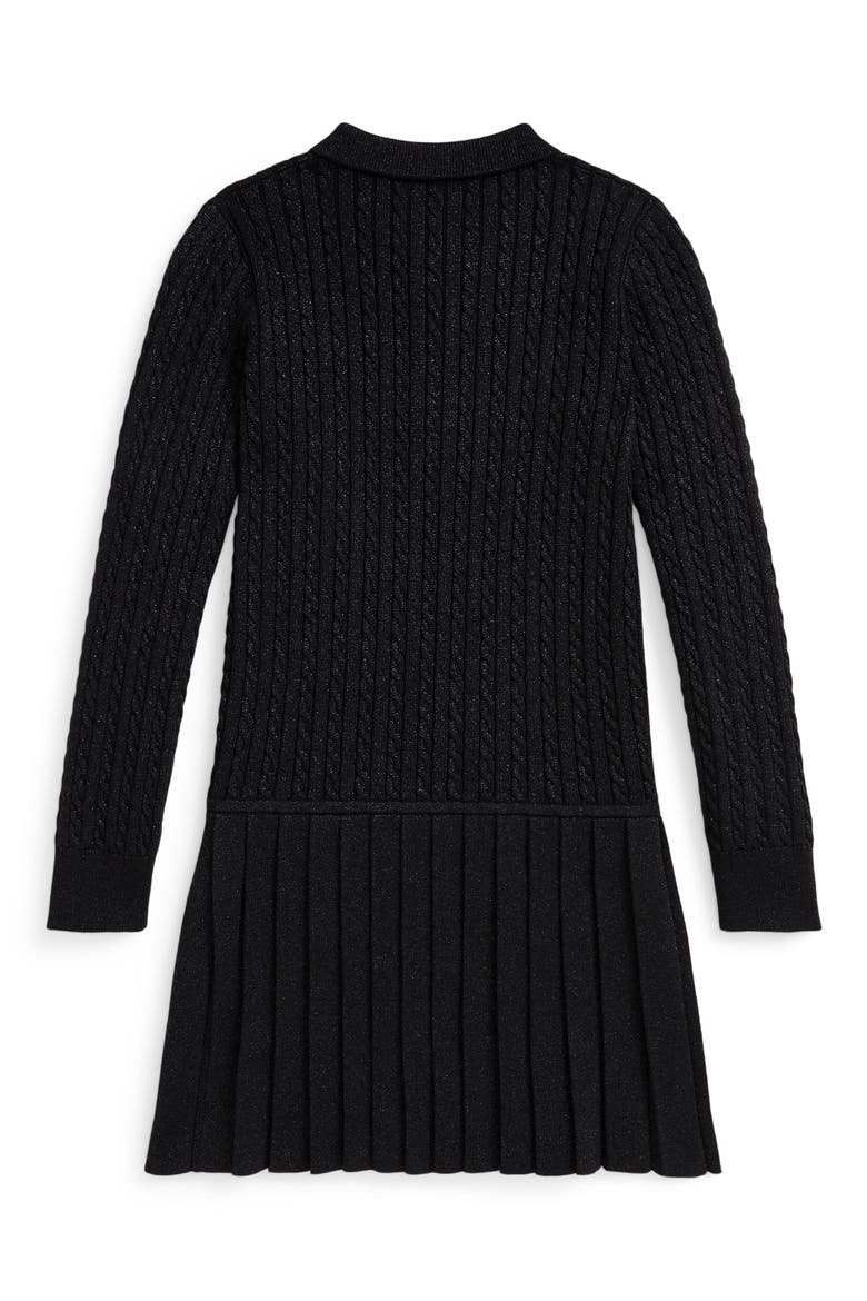 Kids' Long Sleeve Cable Knit Sweater Dress, Alternate, color, POLO BLACK