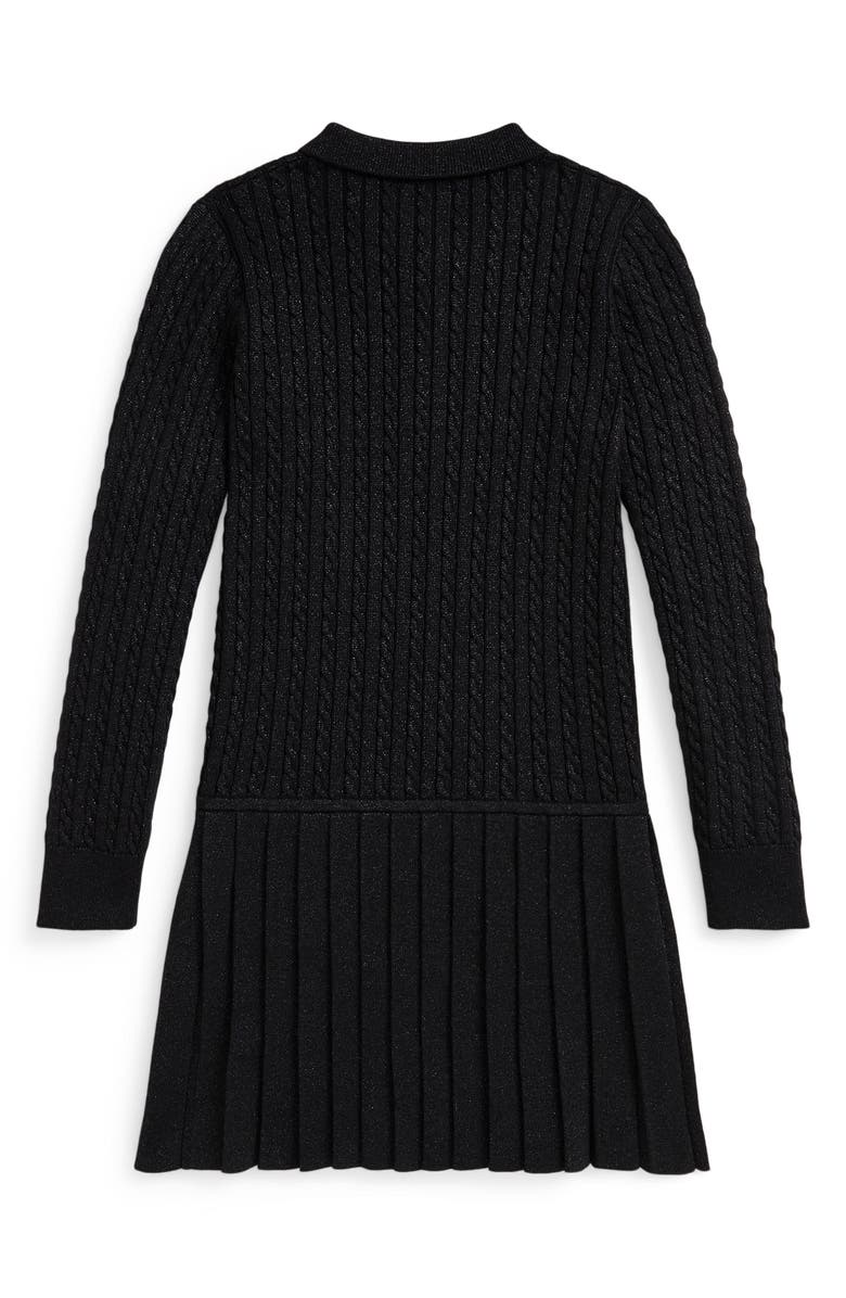 Polo Ralph Lauren Kids' Long Sleeve Cable Knit Sweater Dress, Alternate, color, Polo Black