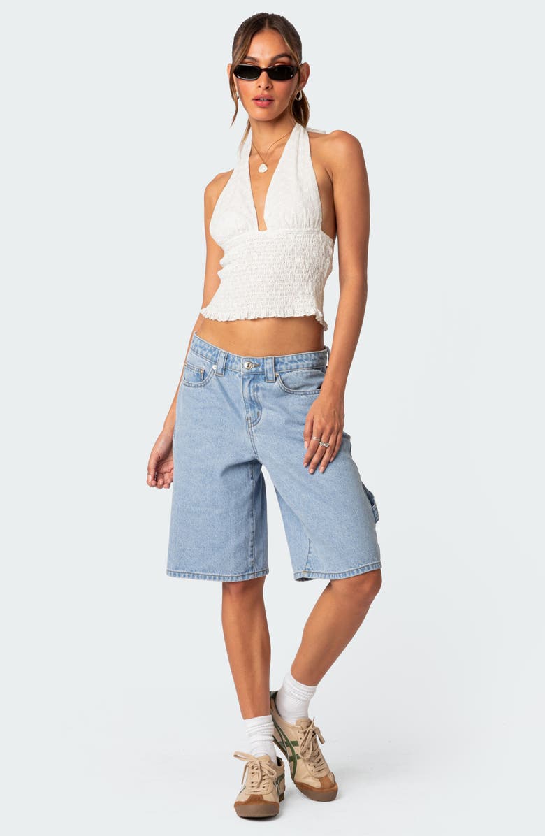 EDIKTED Hannah Cotton Eyelet Halter Top, Alternate, color,