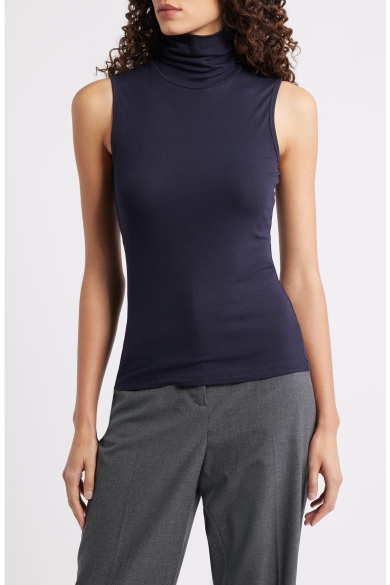 Wendel Sleeveless Turtleneck Top, Main, color, DEEP NAVY - G8E