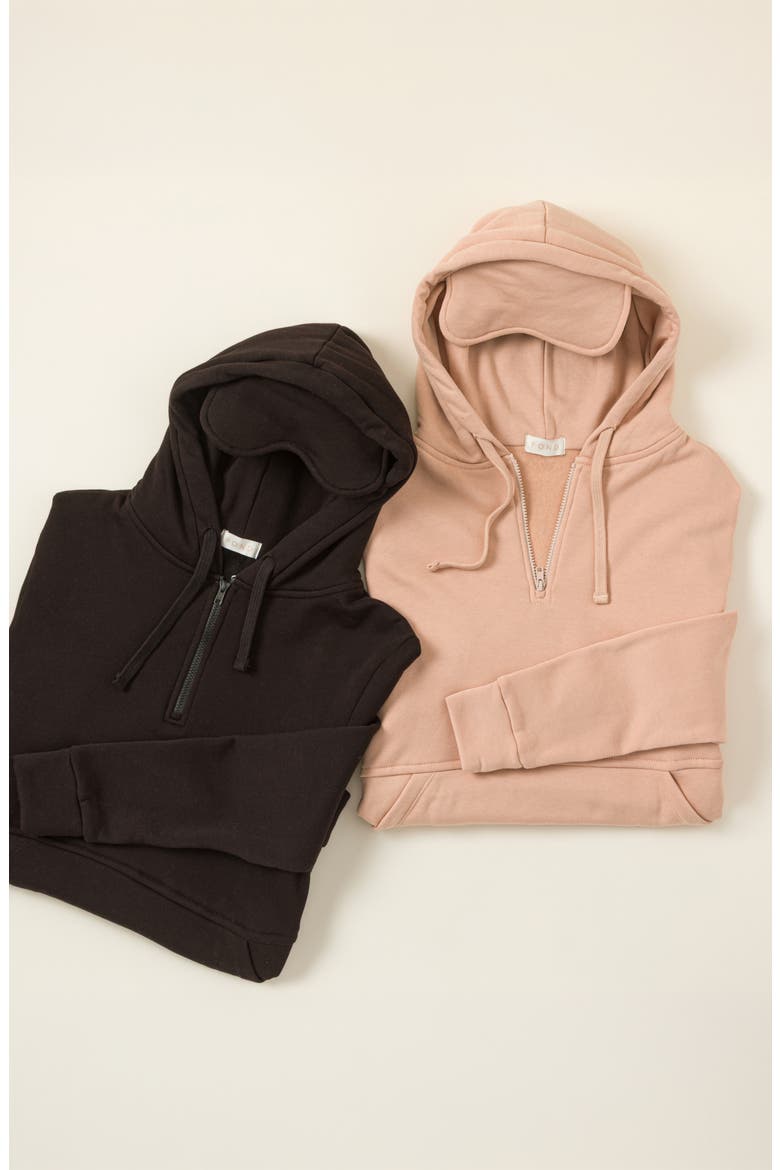 Built-In Sleep Mask Travel Hoodie by POND Los Angeles, Alternate, color, Blush