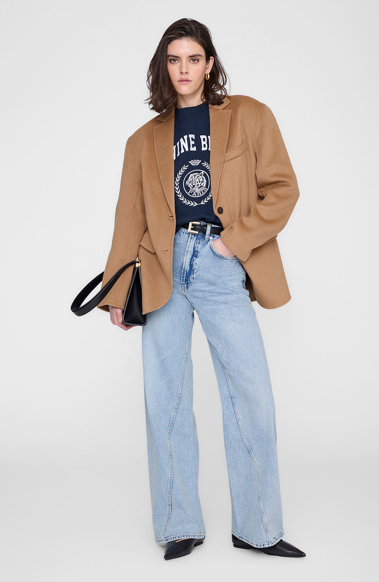 ANINE BING Miles Collegiate Sweatshirt, Alternate, color, Dark Navy