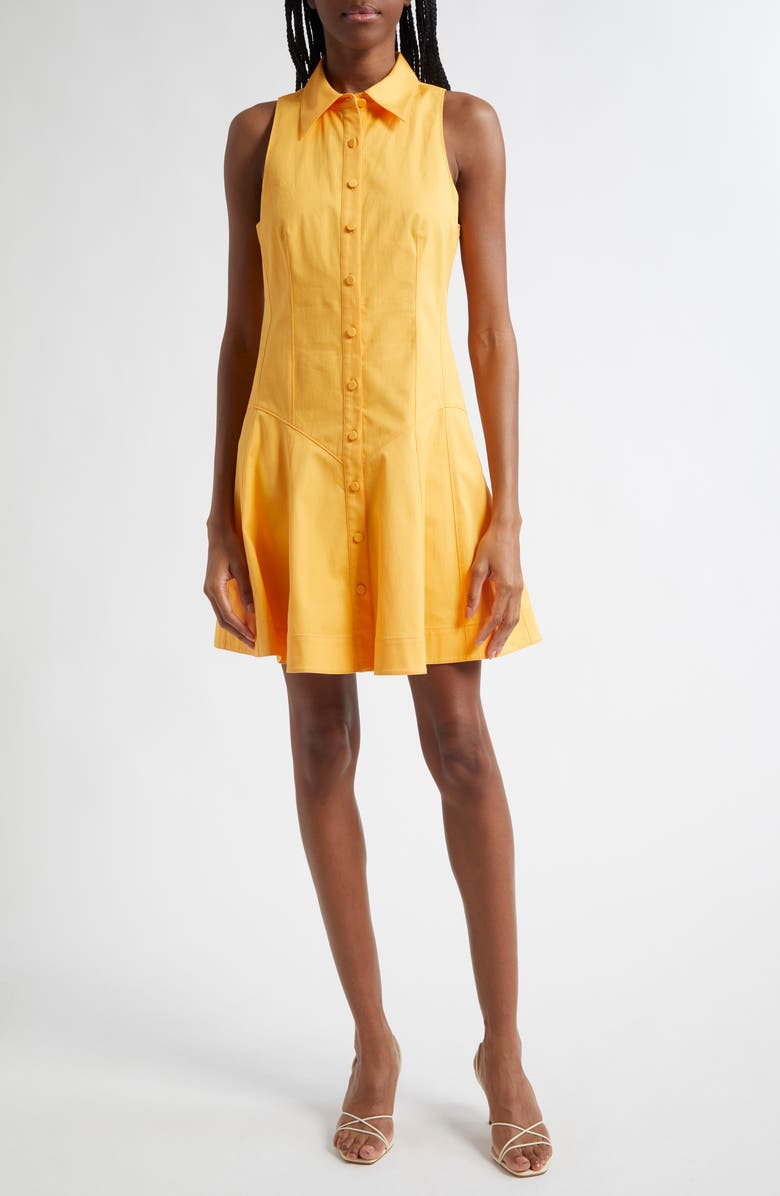 Cinq à Sept Poppy Sleeveless Stretch Twill Shirtdress, Alternate, color, Ginger Orange