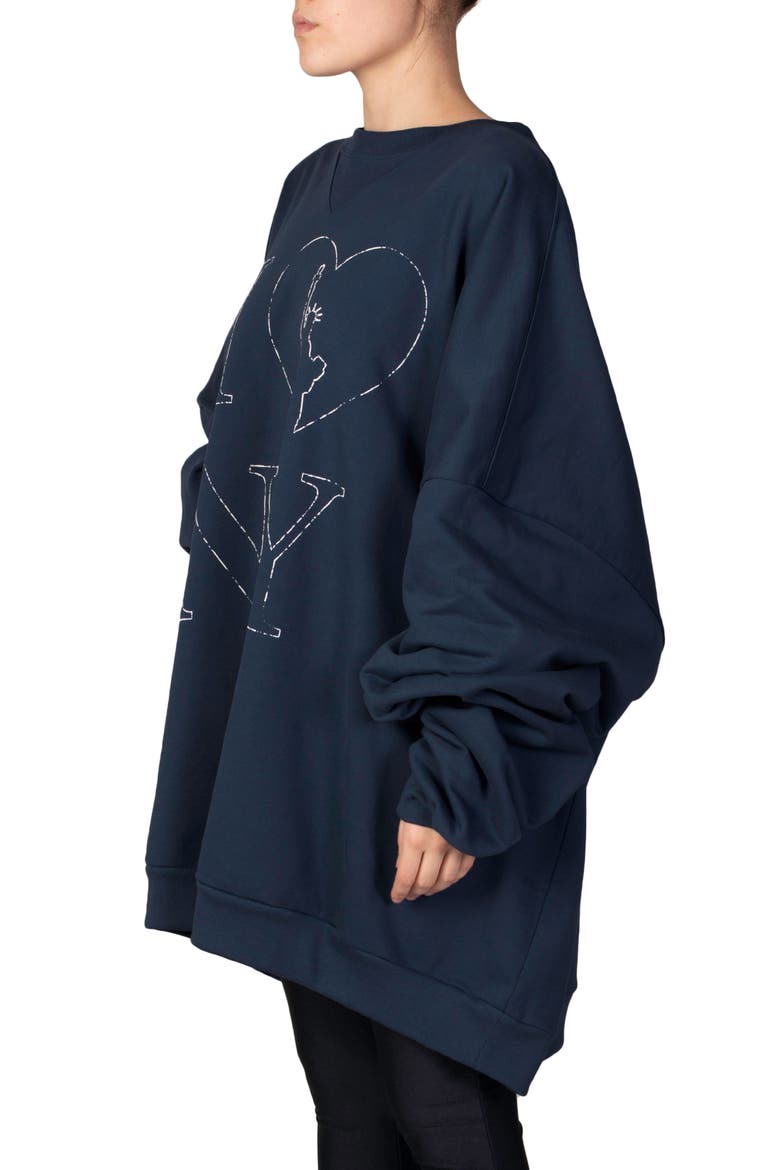 I Love New York Oversize Graphic Sweatshirt, Alternate, color, SARGASSO