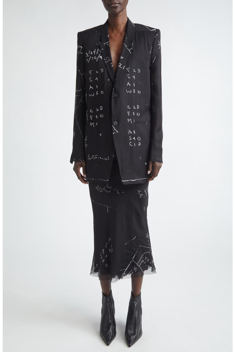 Temple Concordian Print Silk Chiffon Jacket, Alternate, color, BLACK/ MILK