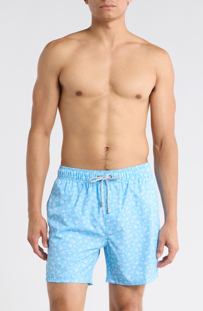Vintage Summer 4-Way Stretch Volley Swim Trunks, Main, color, Blue