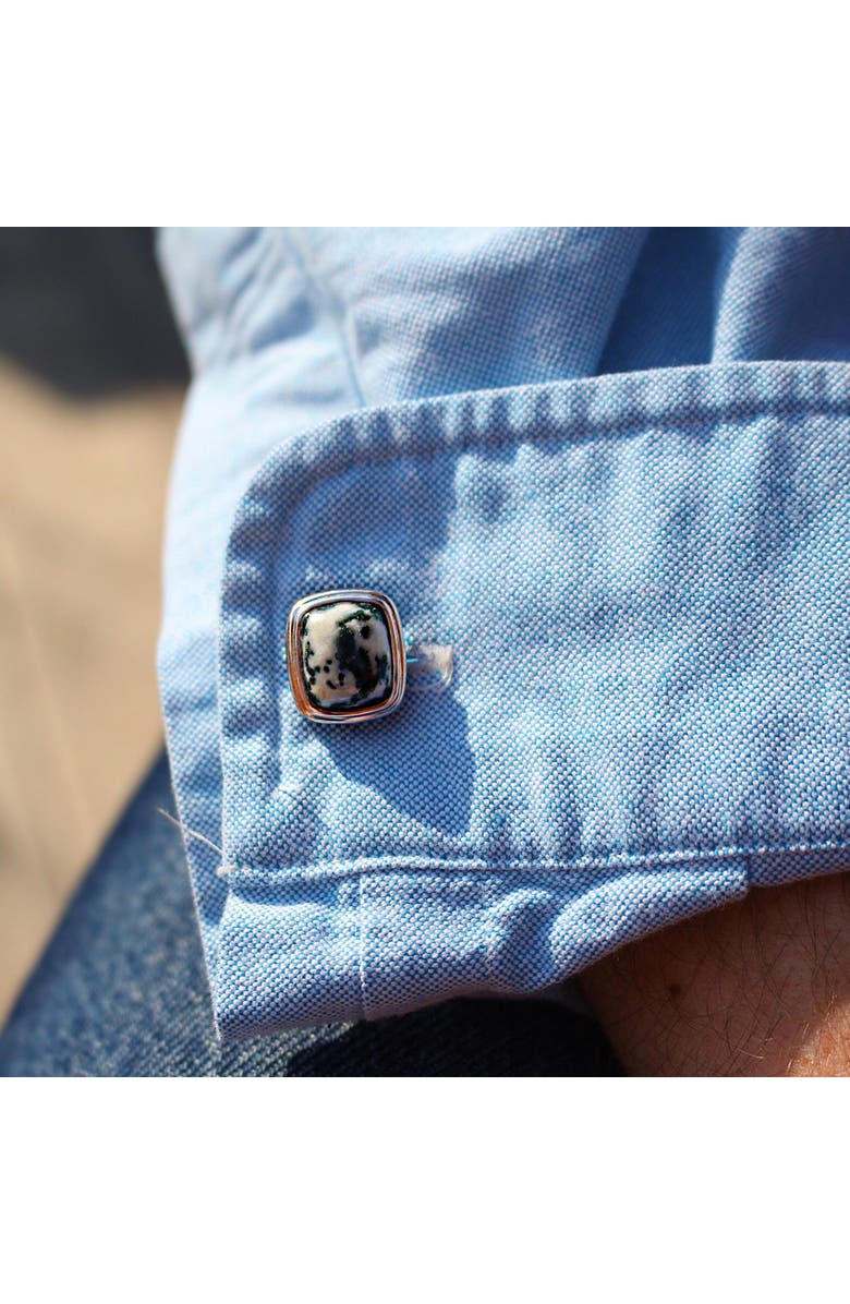 LuvMyJewelry Tree Agate Sterling Silver Men Cufflinks, Alternate, color, Silver