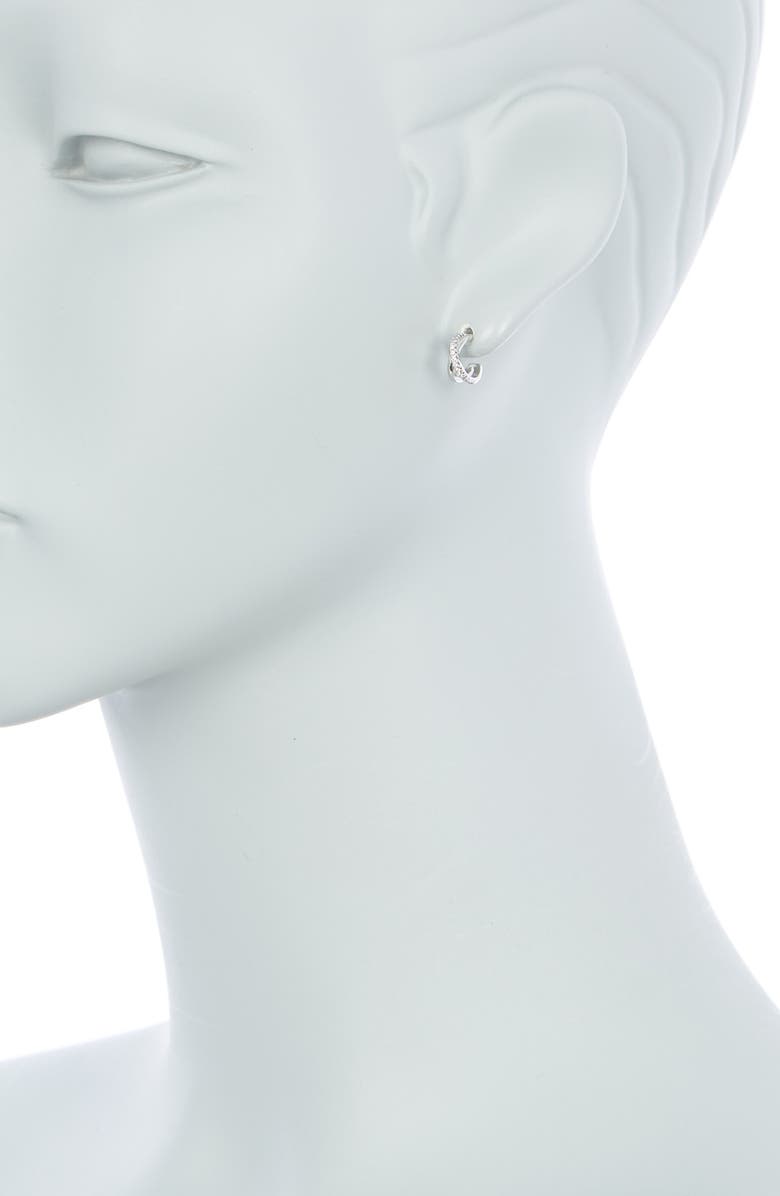 NORDSTROM RACK Gold or Silver-Tone Pave CZ Twist Huggie Hoop Earrings, Alternate, color, Clear- Silver