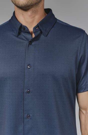 Ludlow Geo Print Short Sleeve Stretch Button-Up Shirt
