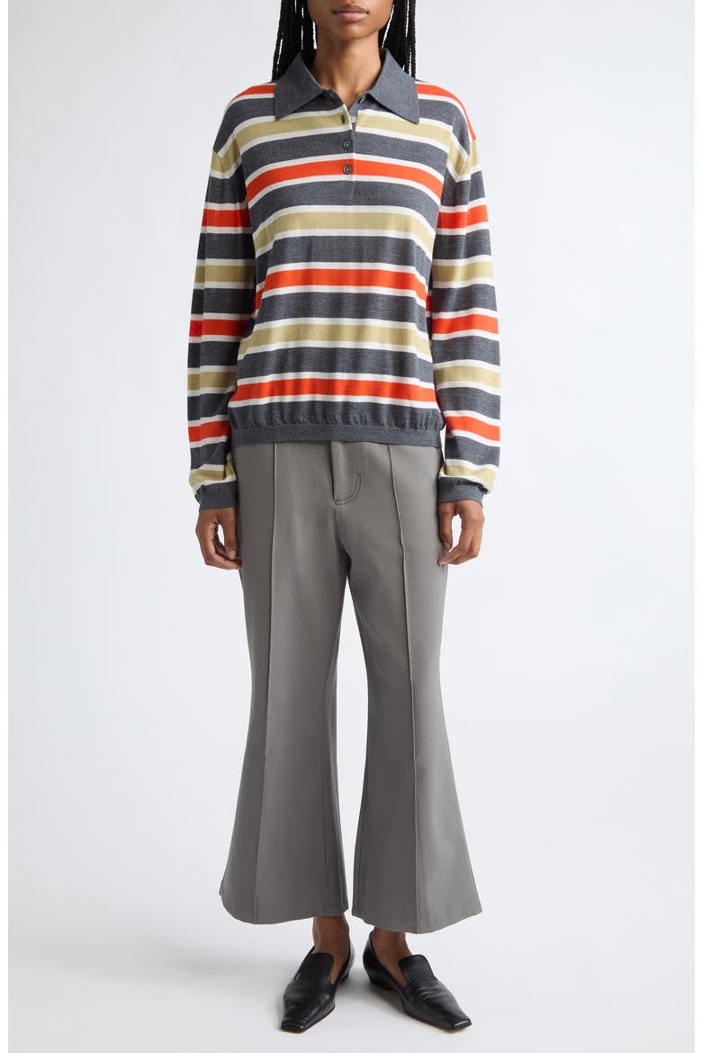 Ryan Stripe Merino Wool Polo Sweater, Alternate, color, CHARCOAL MELANGE