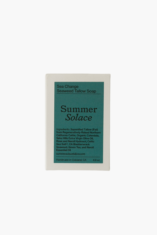 Summer Solace Tallow Sea Change Seaweed Bar Soap In Teal + White