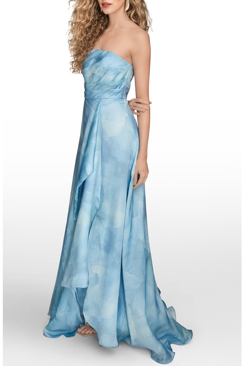 Abstract Floral Strapless Gown, Alternate, color, CIELO MULTI