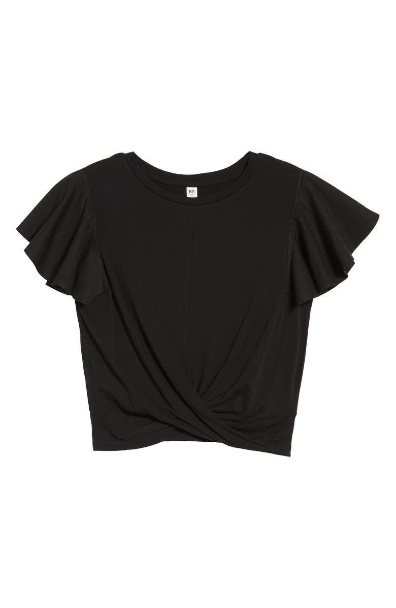 BP. Ruffle Sleeve Twist Hem Tee, Alternate, color,