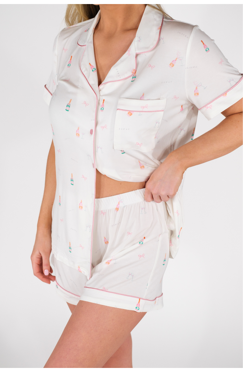 In My Sundays Short Sleeve & Short Pajama Set, Alternate, color, A Toast To Forever