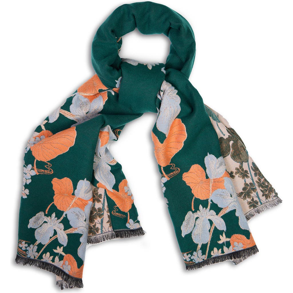 Saachi Floral Reversible Scarf In Green