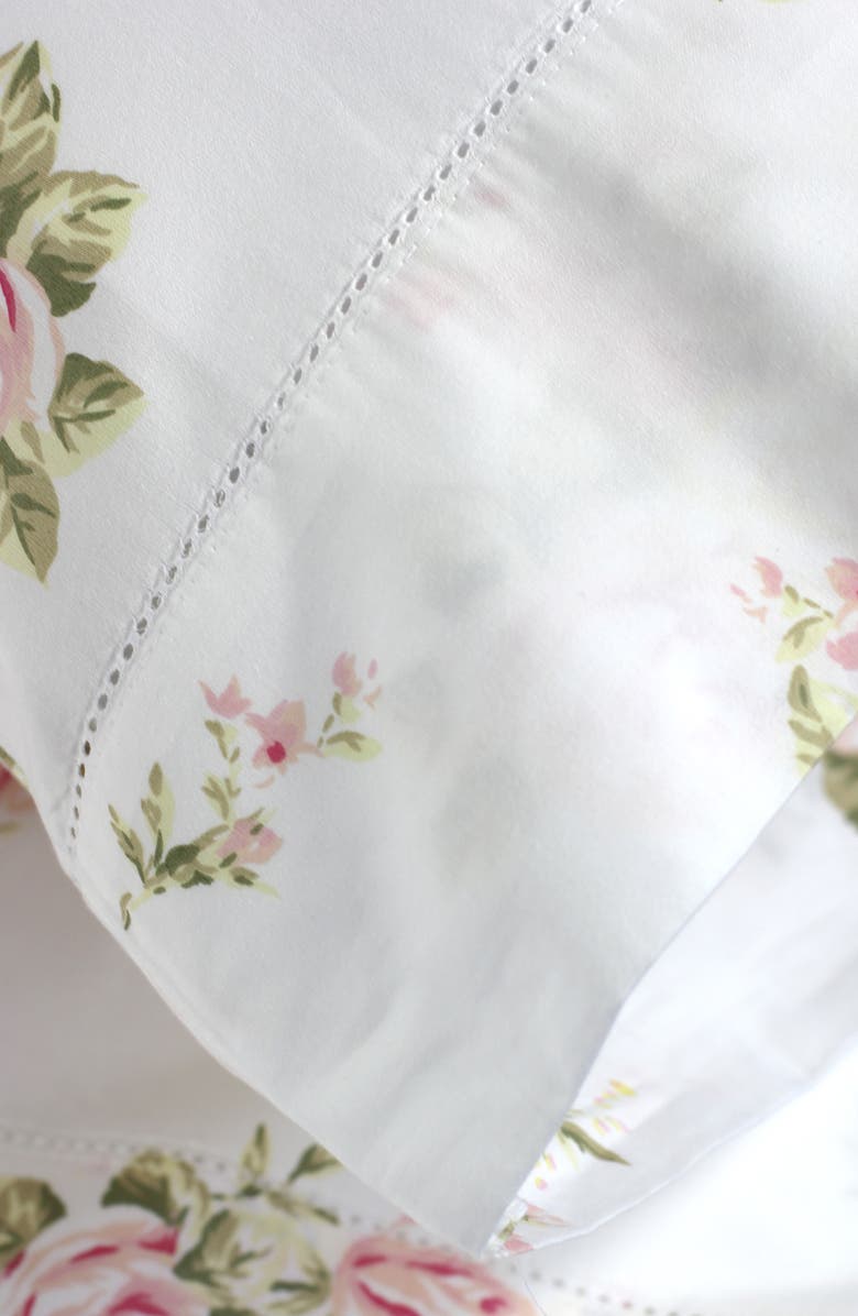 MELANGE HOME Rose Bouquet 400 Thread Count Cotton Sheet Set, Alternate, color, White/ Pink