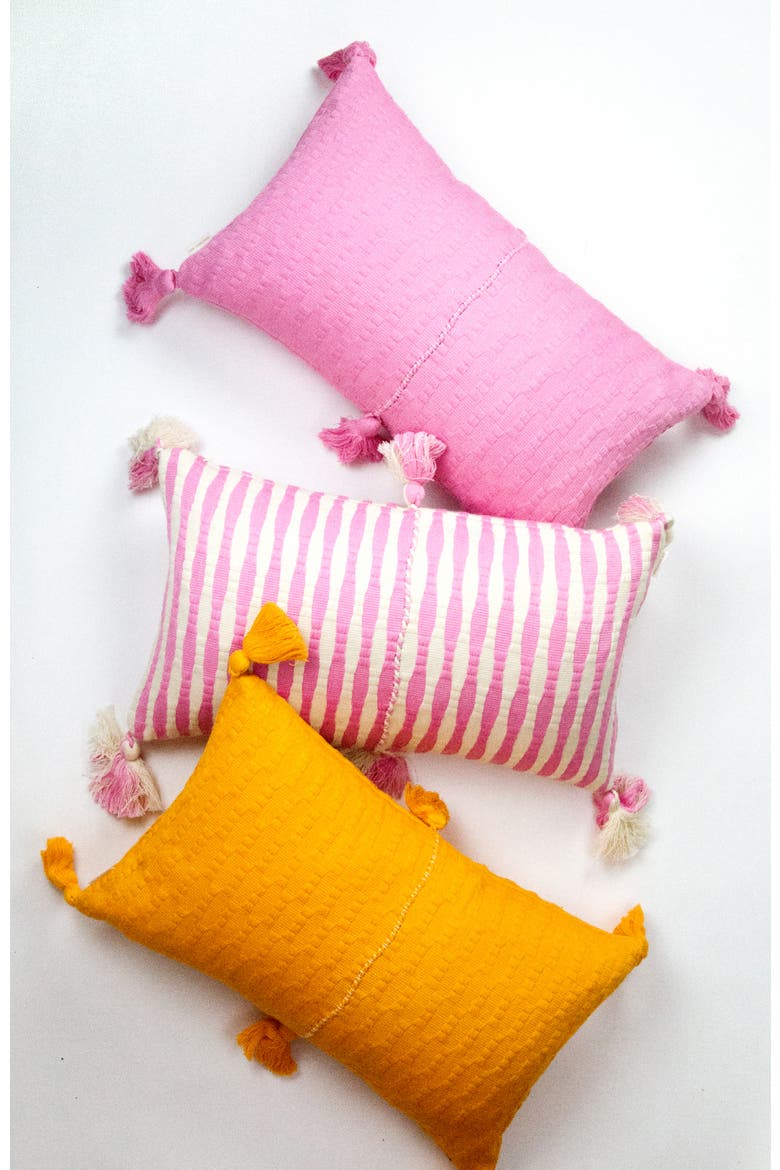 Antigua Classic Solid Handwoven Cotton Throw Pillow, Alternate, color, Bubblegum Pink