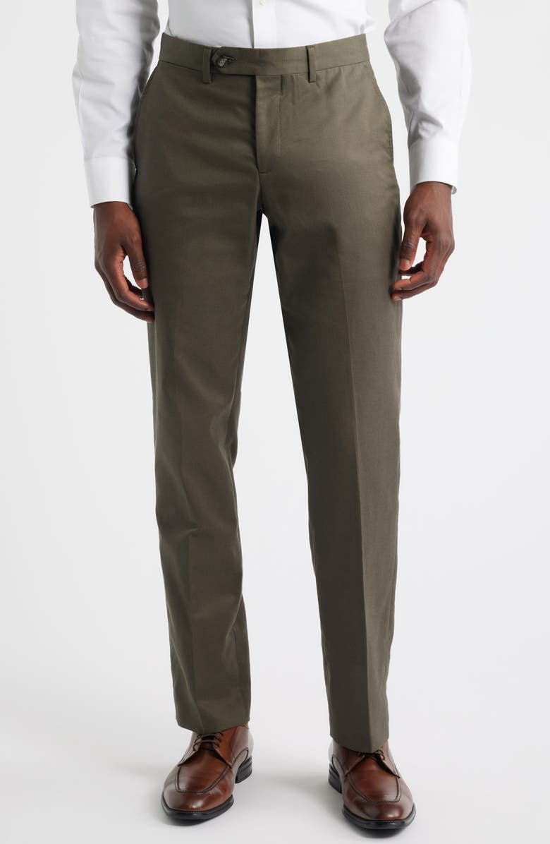 Berle Trim Fit Flat Front Lyocell & Cotton Twill Chinos, Main, color, Olive
