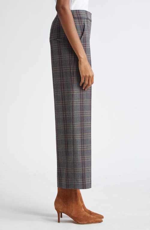Veronica Beard Brixton Plaid Wide Leg Ankle Pants In Ink Multi