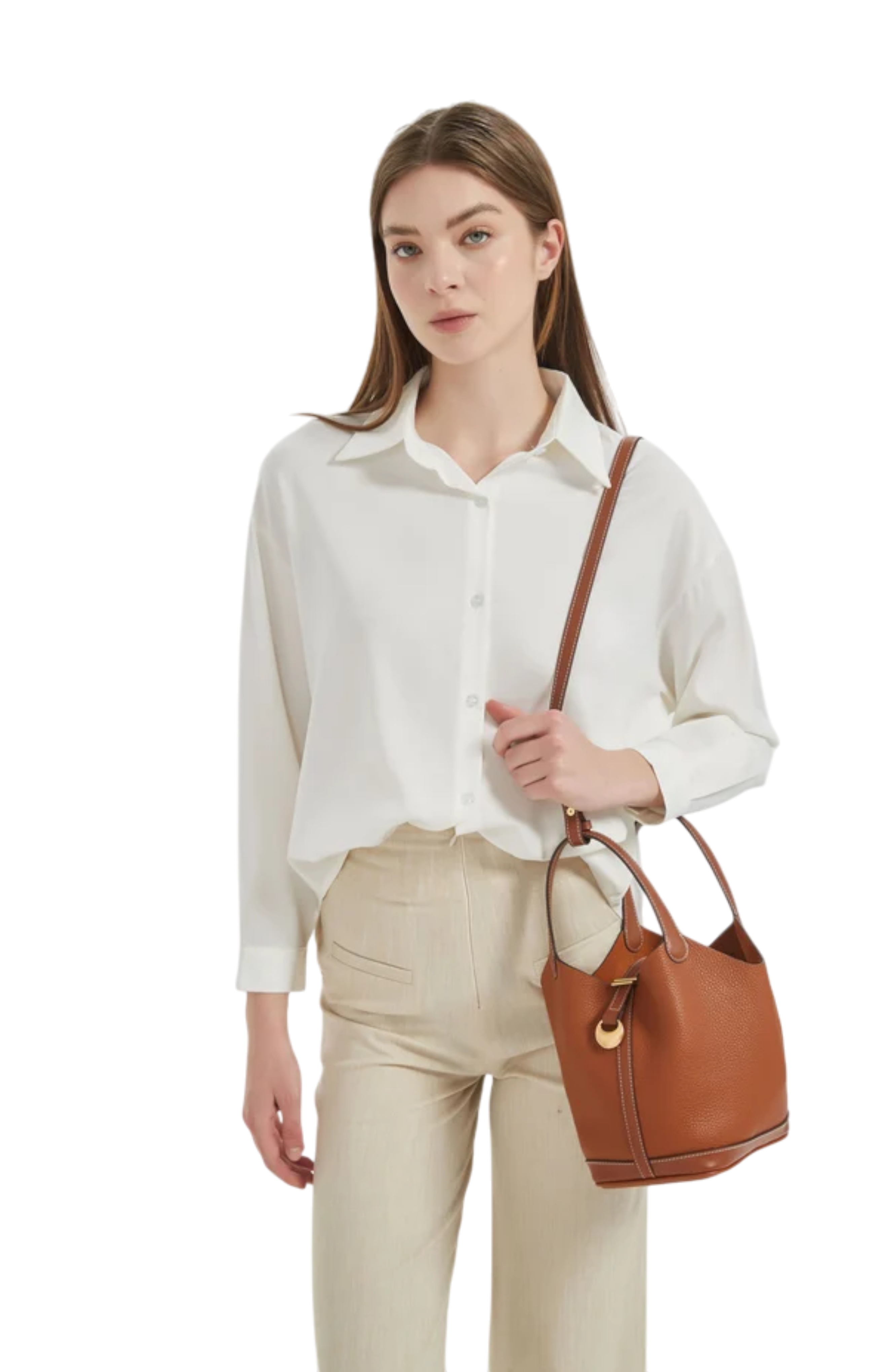 Monaco Genuine Pebble Leather Bucket Bag, Alternate, color, Brown