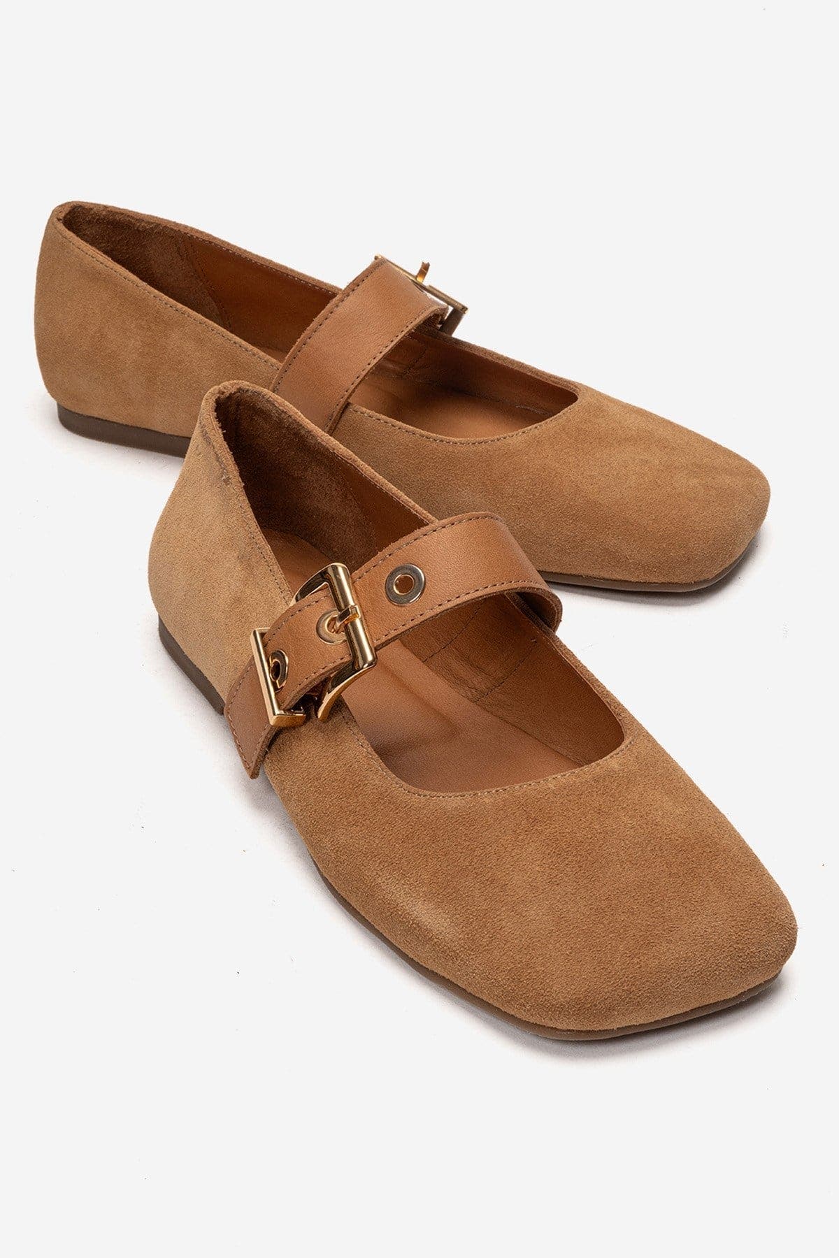 Forever & Always Shoes Jonas Leather Ballet Flat, Main, color, Cognac Suede