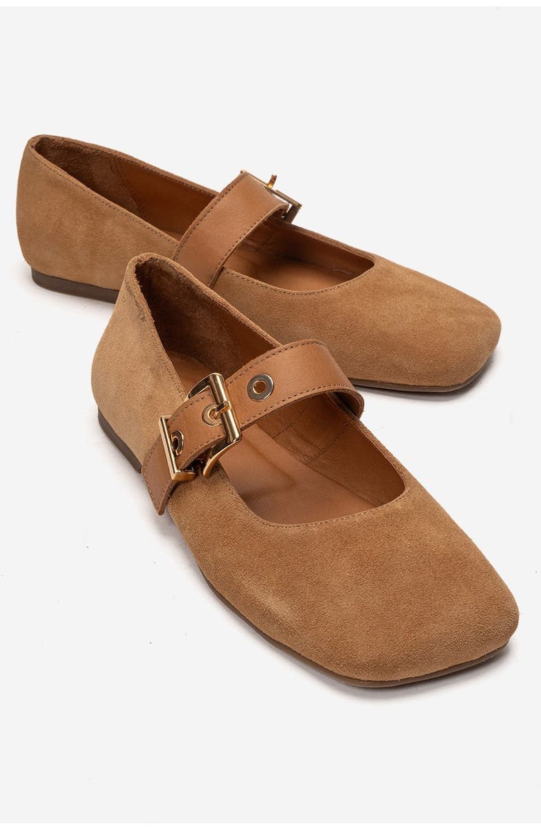 Forever & Always Shoes Jonas Leather Ballet Flat, Main, color, Cognac Suede