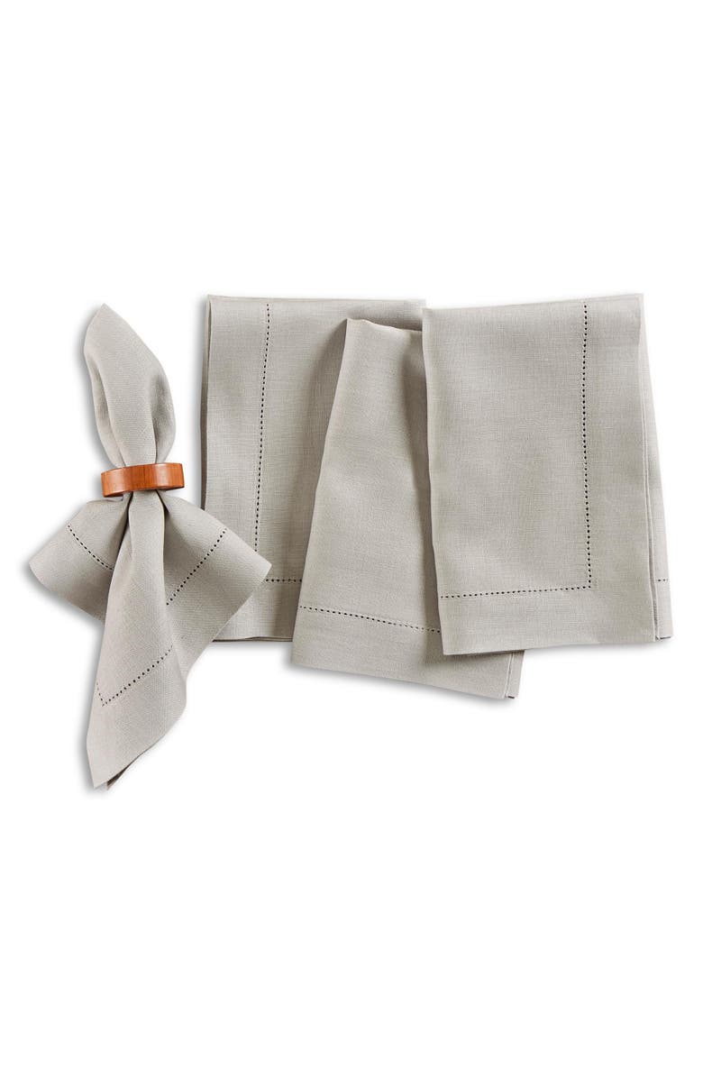 Solino Home Linen Dinner Napkins - Medium Weight Hemstitch, 20" x 20" Inch, Main, color, Light Grey