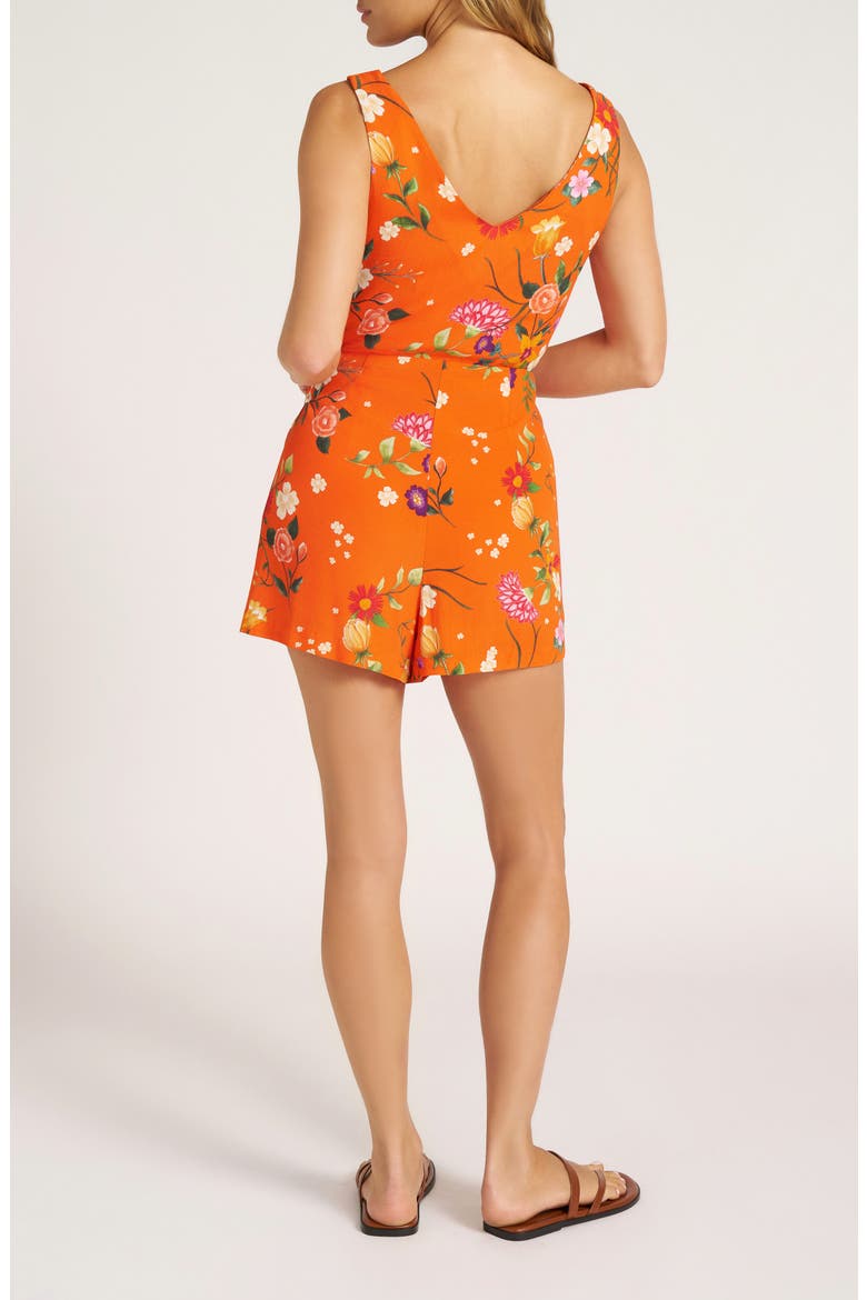 Floral Skort Romper, Alternate, color, TANGERINE