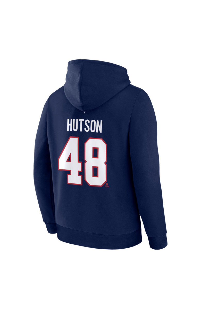 FANATICS Men's Fanatics Lane Hutson Navy Montreal Canadiens Authentic Stack Name & Number Hoodie, Alternate, color, Navy
