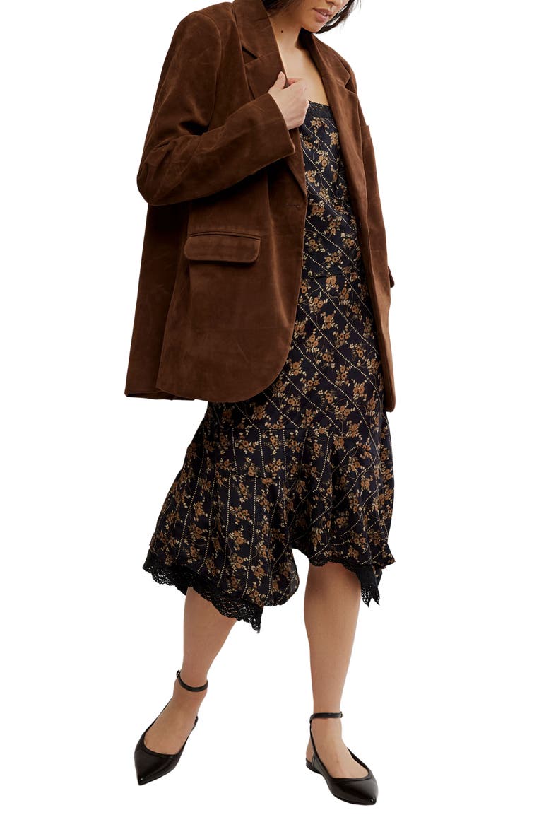 Paper Cut Faux Suede Blazer, Alternate, color, BROWN BEAR