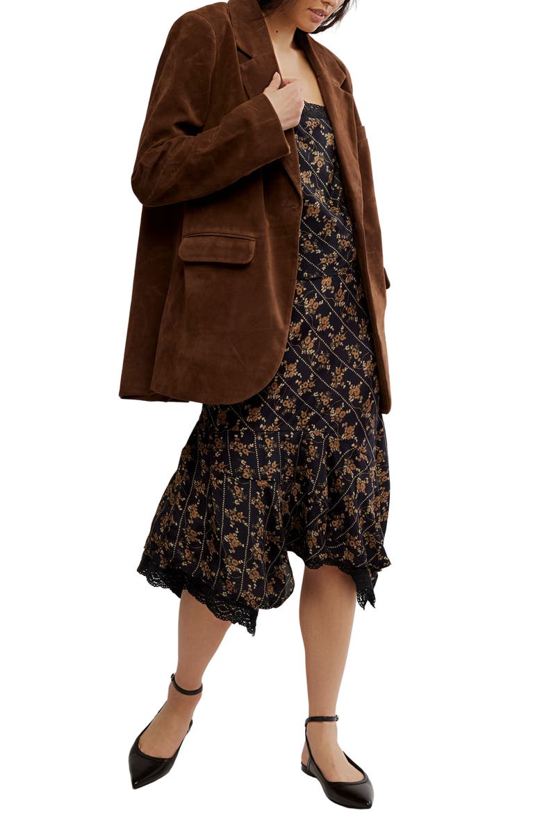 Free People Paper Cut Faux Suede Blazer, Alternate, color, Brown Bear