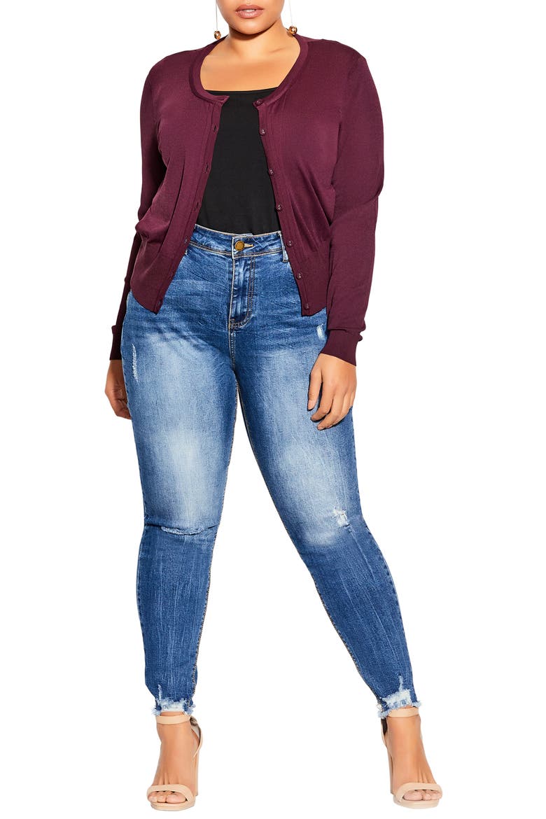French Kiss Cardigan, Main, color, SPICED PLUM