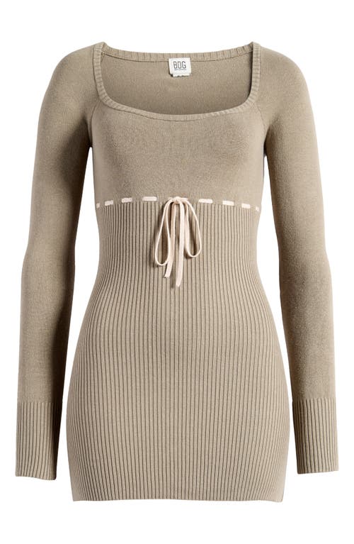Bdg Urban Outfitters Edison Long Sleeve Sweater Minidress In Khaki