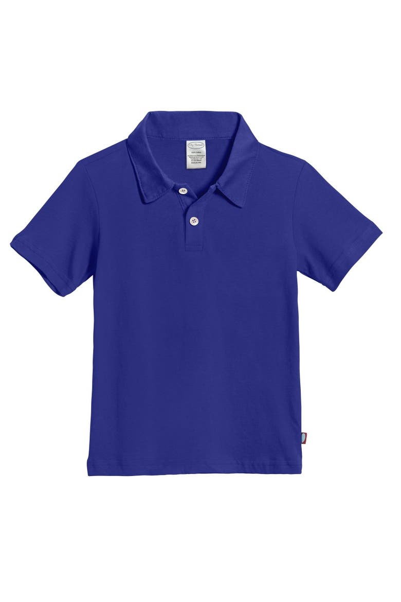Baby Boys Soft 100% Cotton Jersey 2-Button Short Sleeve Polo Shirt, Main, color, Uniform Royal