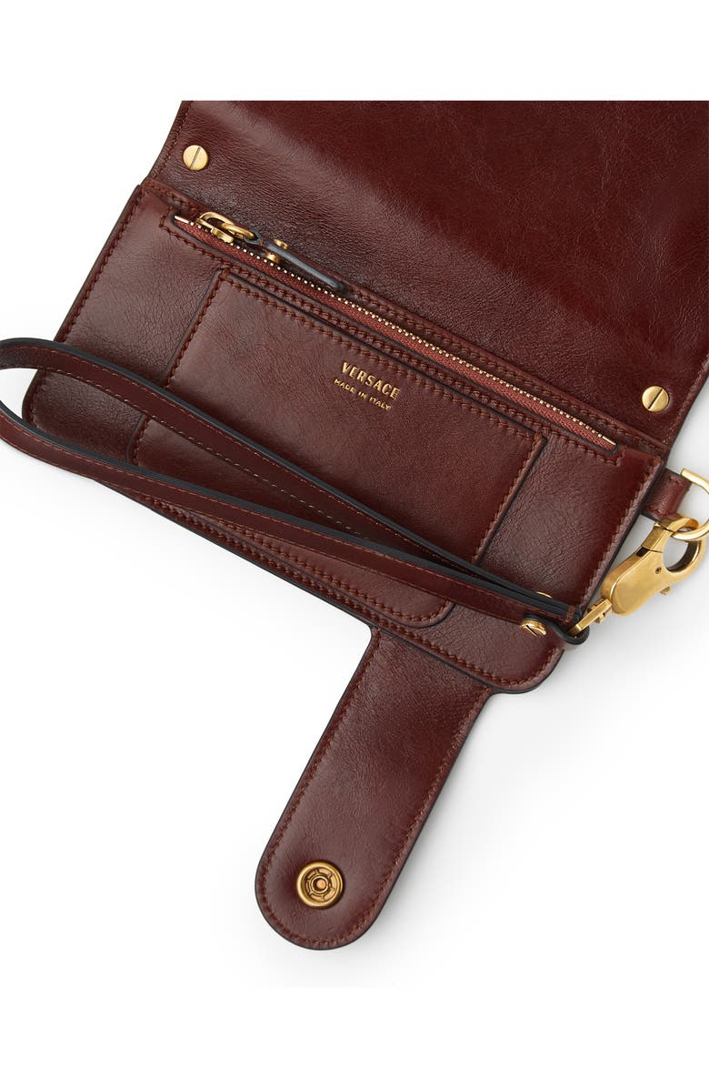 Versace Emblème Long Leather Wallet, Alternate, color, Rosewood-Gold 82