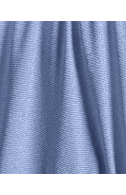 Lands' End Slendersuit V-neck Wrap Swim Dress One Piece Swimsuit Adjustable Straps In Soft Cloud Blue Shine