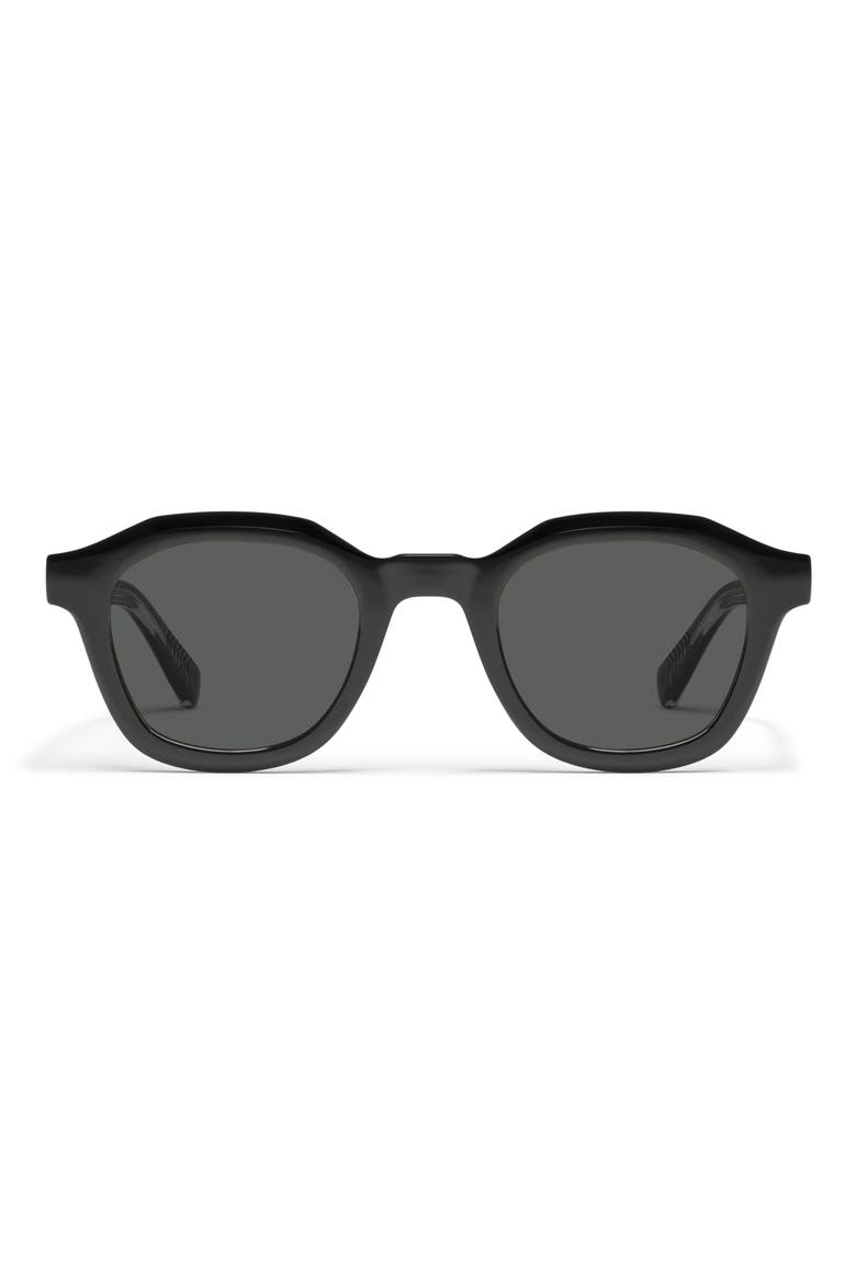 Roll Film 47mm Small Polarized Square Sunglasses, Main, color, BLACK/ SMOKE POLARIZED
