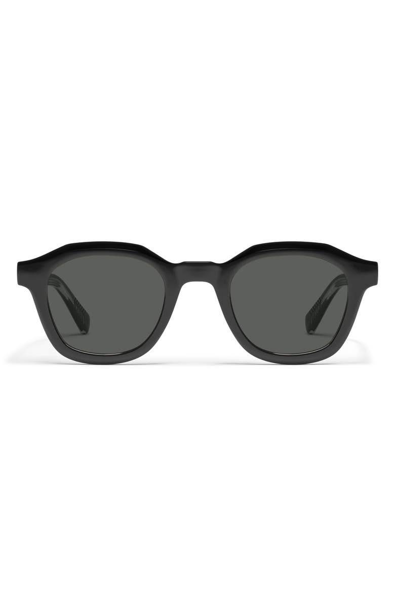 QUAY Roll Film 47mm Small Polarized Square Sunglasses, Main, color, Black/ Smoke Polarized