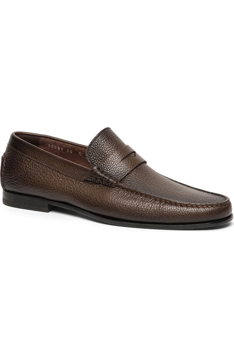 Santoni Ikangia Penny Loafer, Main, color, Dark Brown