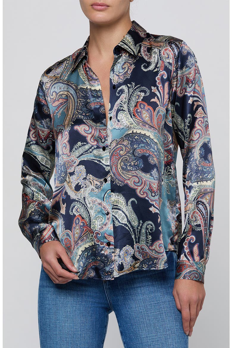 Tyler Silk Shirt, Main, color, MIDNIGHT MULTI BESSARABIAN
