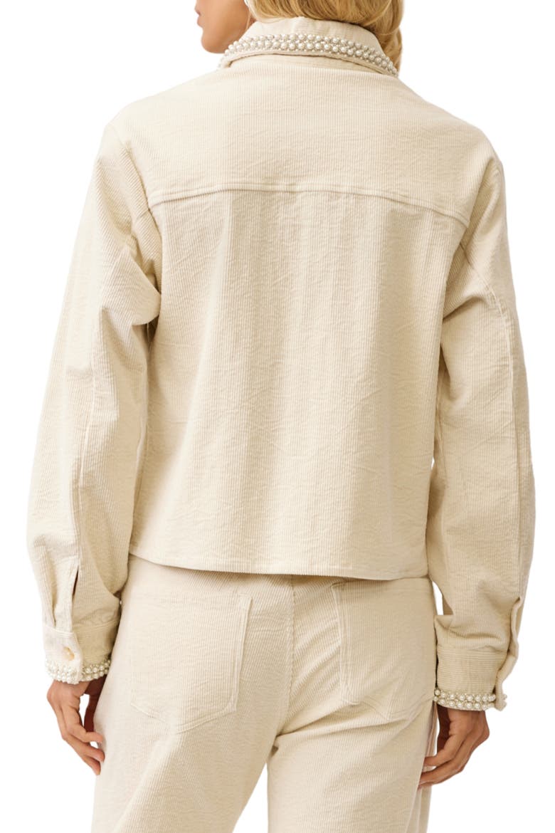 Pearly Embellished Corduroy Shirtjacket, Alternate, color, BONE
