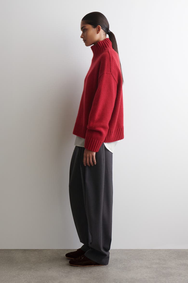 Cashmere Funnel-neck Sweater, Alternate, color, RED