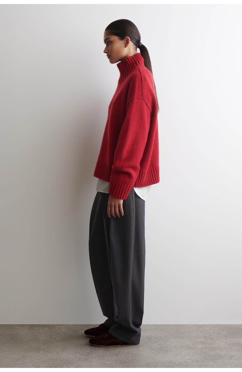 COS Cashmere Funnel-neck Jumper, Alternate, color, Red