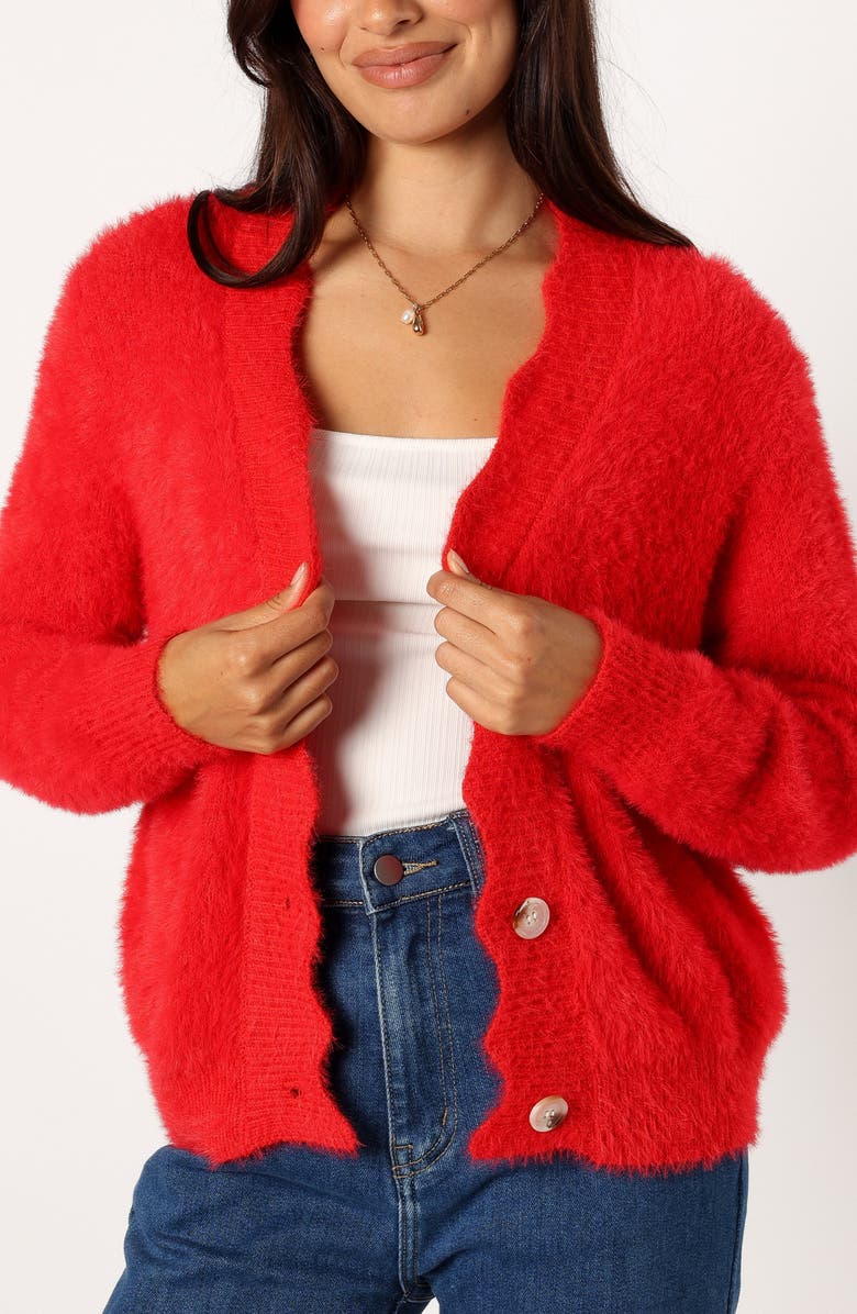 Petal & Pup Clara Scalloped Fuzzy Cardigan, Main, color,