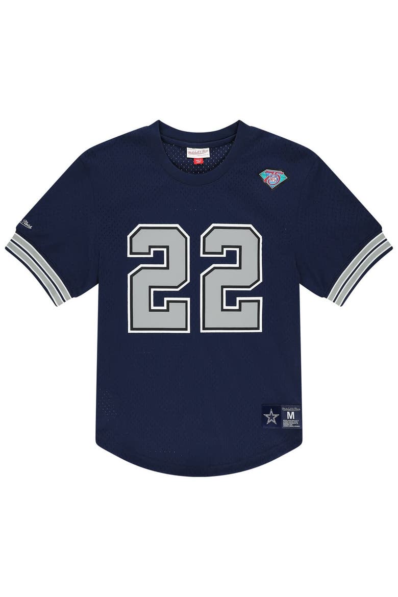 Men's Mitchell & Ness Emmitt Smith Navy Dallas Cowboys Retired Player Name & Number Mesh T-Shirt, Main, color, Navy