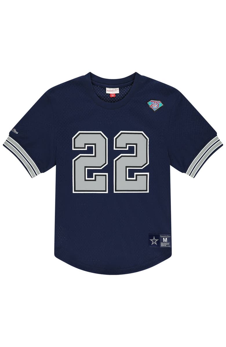 Mitchell & Ness Men's Mitchell & Ness Emmitt Smith Navy Dallas Cowboys Retired Player Name & Number Mesh T-Shirt, Main, color, Navy