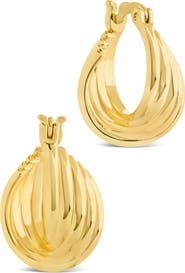 Sterling Forever Brigitta Woven Twist Hoop Earrings