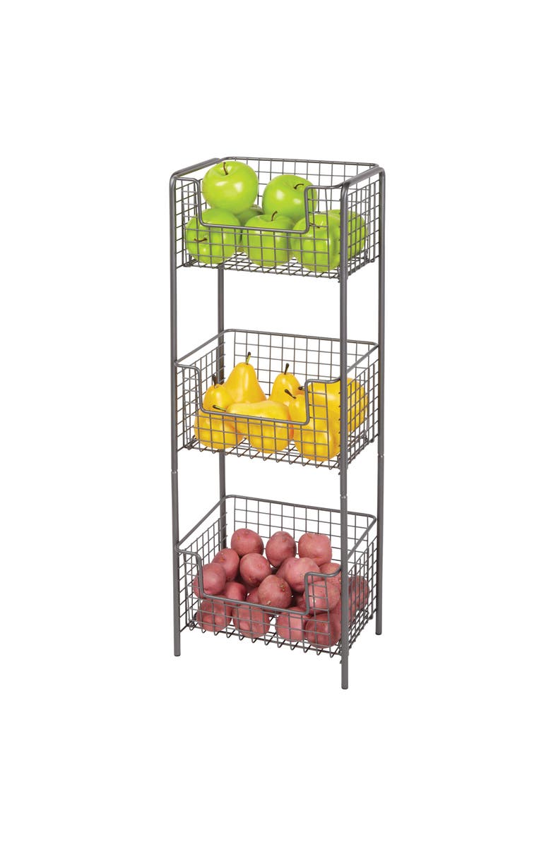 mDesign Steel Freestanding 3-Tier Kitchen Organizer Tower, Alternate, color, Graphite