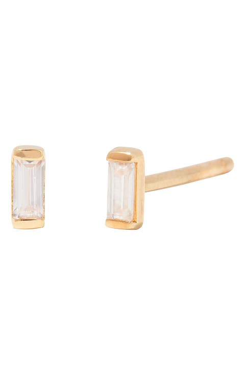 Chloe Baguette White Topaz Stud Earrings