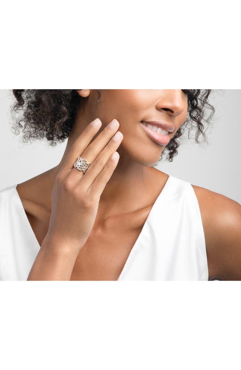 ZARUX Modern Link Ring, Alternate, color, White Gold